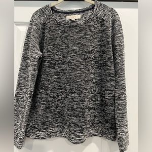 Loft Textured Knit Sweater in Heathered Black size Small